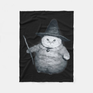 Wizard Kitten Meme Chonk Witch Cat Meme Stud Brain Fleece Blanket