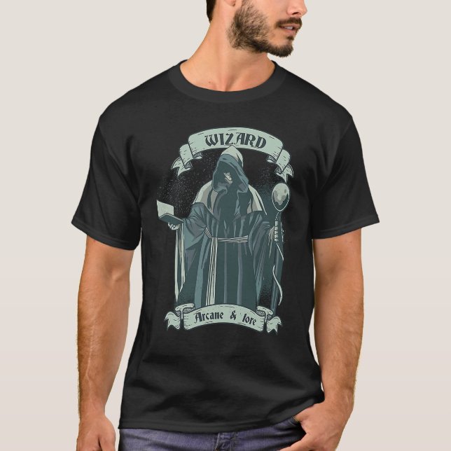 Wizard Magic Fantasy RPG Dungeons Roleplaying Tabl T-Shirt (Front)