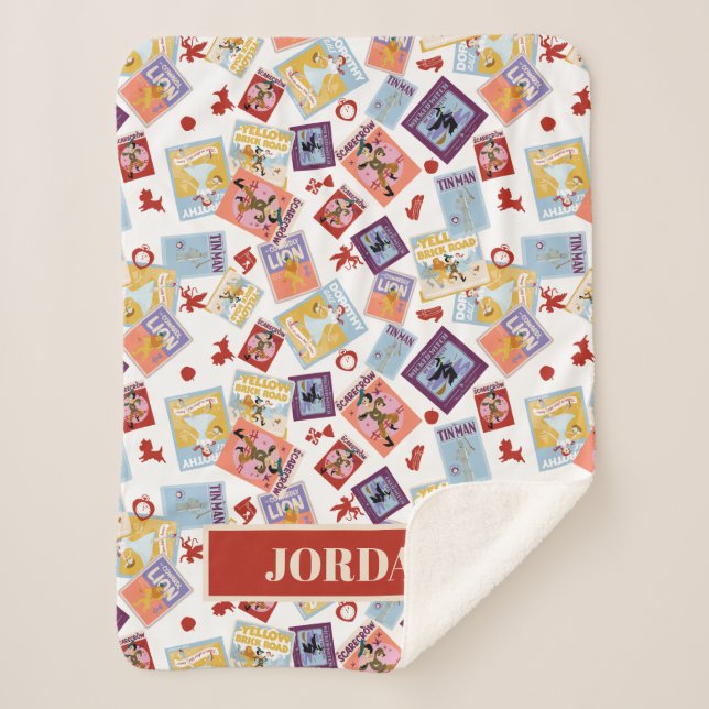Wizard of Oz™ Character Print Toss Pattern Sherpa Blanket (Front)