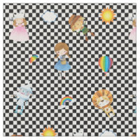 Wizard of Oz Characters on Black/White Chequered