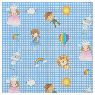 Wizard of Oz Characters on Blue and White Gingham Fabric