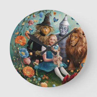 Wizard Of Oz - Dorothy, Tinman, Scarecrow & Lion Round Clock