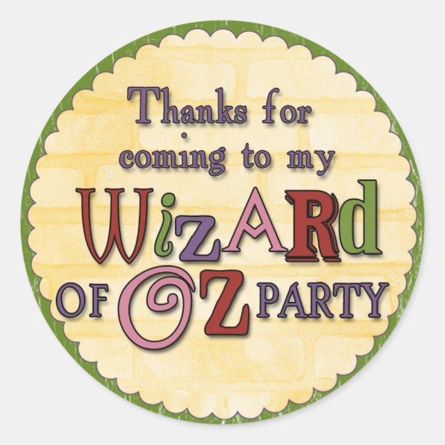 Wizard of Oz Party Thank You Sticker (Front)