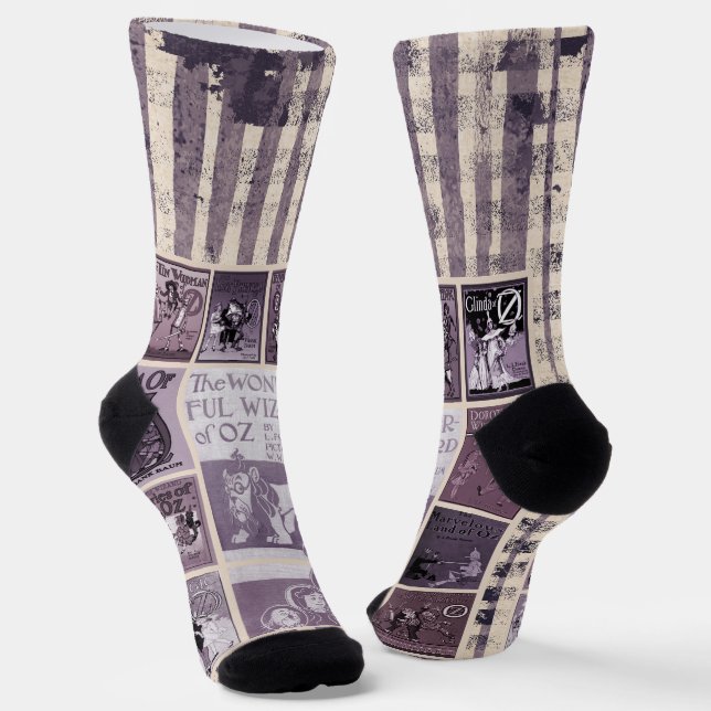 Wizard of Oz Purple Patchwork Socks (Angled)