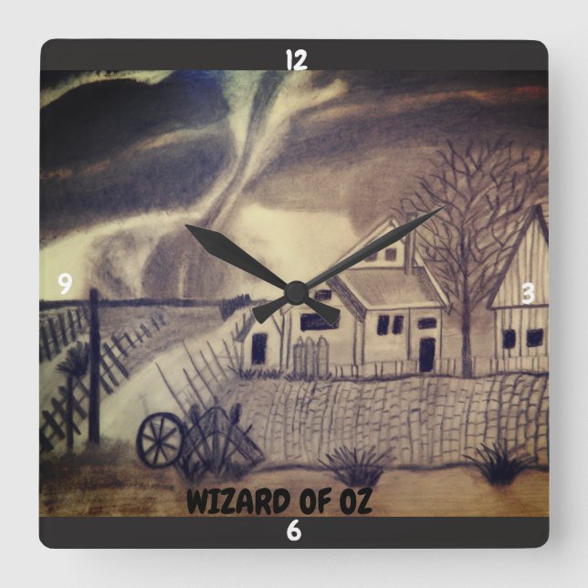 WIZARD OF OZ TWISTER SQUARE WALL CLOCK (Front)