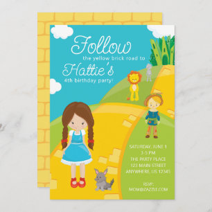 Wizard of Oz Yellow Brick Road Birthday Invitation