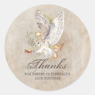 Wizard Owl Mail Birthday Thank You Classic Round Sticker
