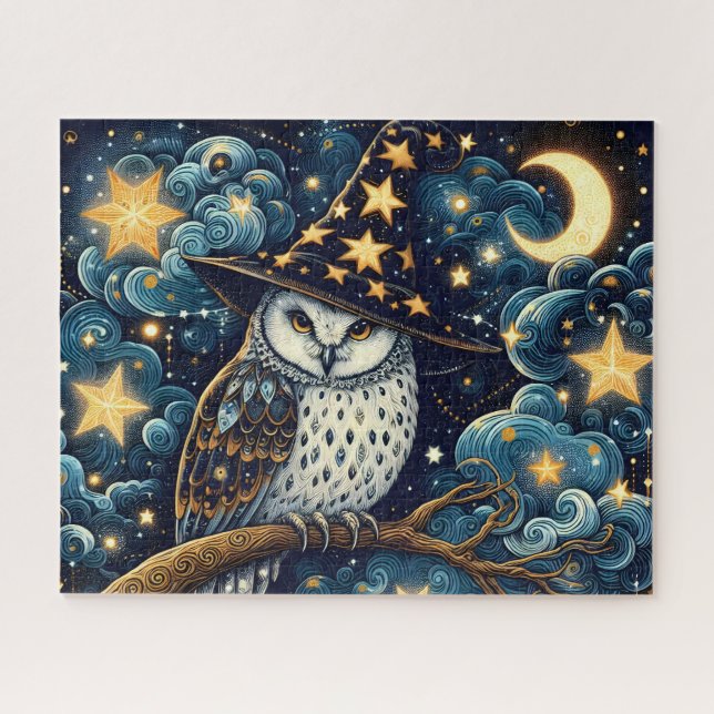 Wizard Owl Starry Night Jigsaw Puzzle (Horizontal)