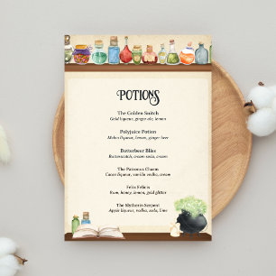 Wizard Party Drinks Menu Potions Bar Menu Poster