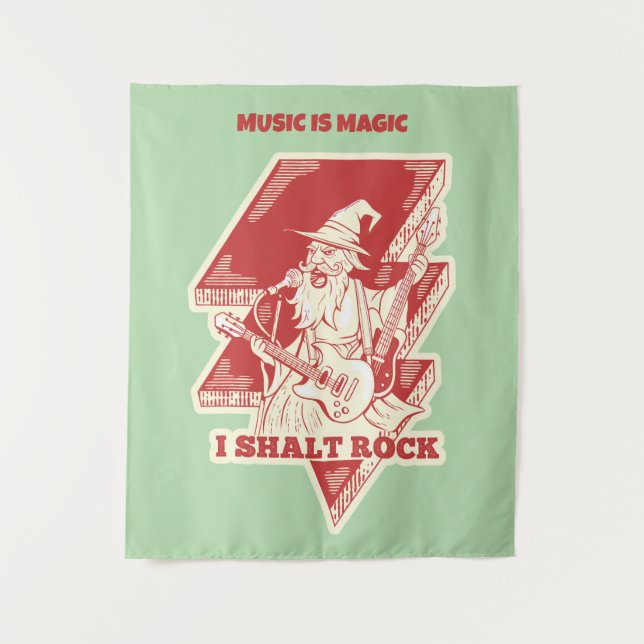 Wizard playing guitar tapestry (Front)