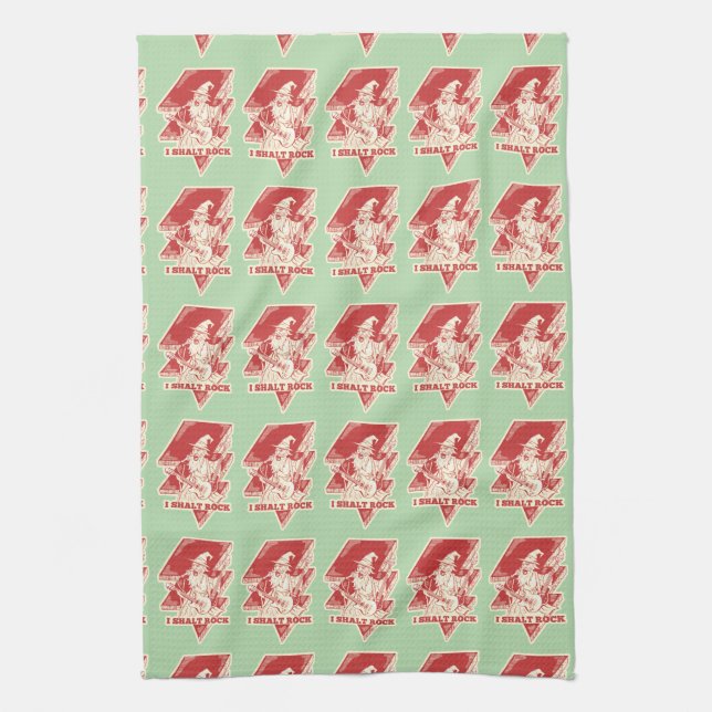 Wizard playing guitar tea towel (Vertical)