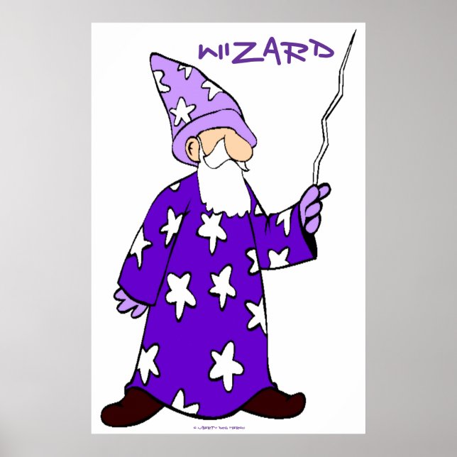 WIZARD POSTERS PRINTS - FANTASY - PURPLE - KIDS (Front)