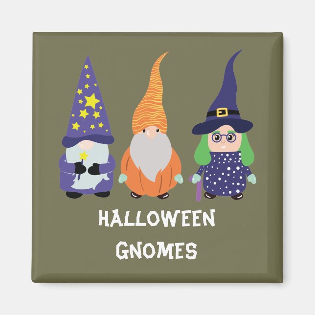 Wizard Pumpkin Witch Halloween Gnomes Magnet (Front)