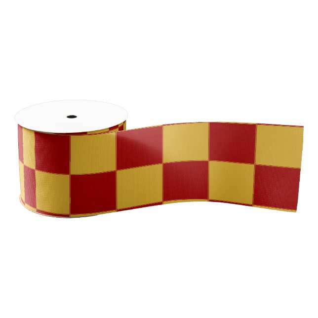 Wizard Red and Gold Chequered Grosgrain Ribbon (Spool)