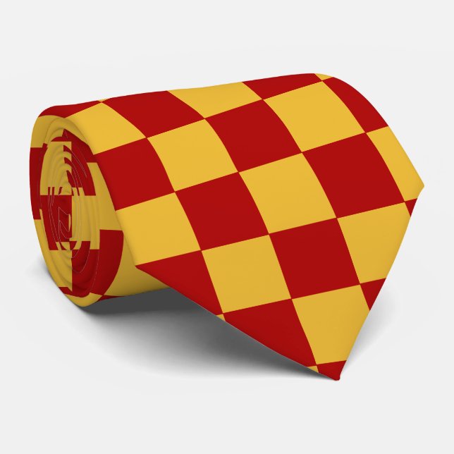 Wizard Red and Gold Chequered Tie (Rolled)