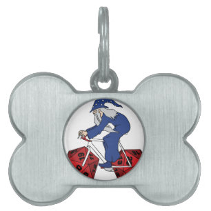 Wizard Riding Bike With 20 Sided Dice Wheels Pet Name Tag
