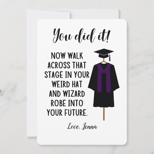 Wizard Robe and Hat Graduation Funny Custom Card (Front)