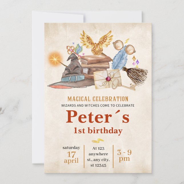 Wizard School Themed Birthday Party Invitation (Front)