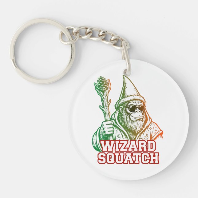 Wizard Squatch Funny Bigfoot Keychain (Front)