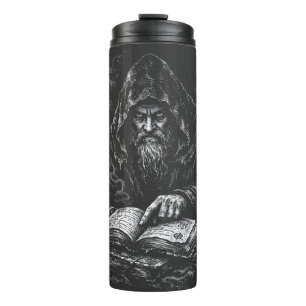 Wizard Studying the Grimoire — by BurnsInHell Thermal Tumbler