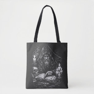 Wizard Studying the Grimoire — by BurnsInHell Tote Bag