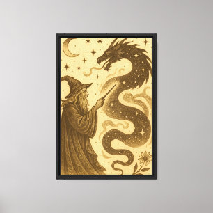 Wizard Summoning Dragon Canvas Print