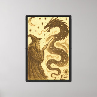 Wizard Summoning Dragon Canvas Print