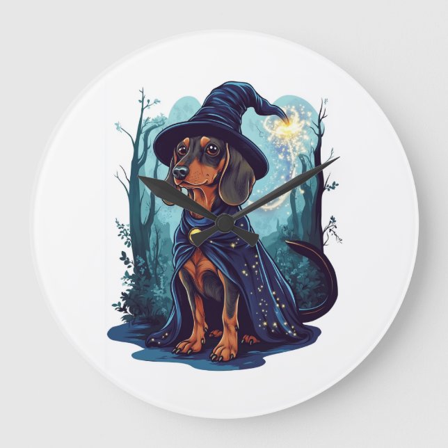 Wizard Wiener � Magical Dachshund Large Clock (Front)