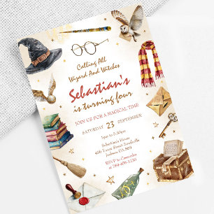 Wizard Witches Magical School Wizardry Birthday Invitation