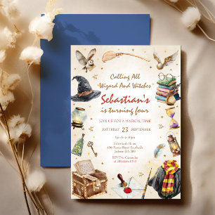 Wizard Witches Magical School Wizardry Birthday Invitation