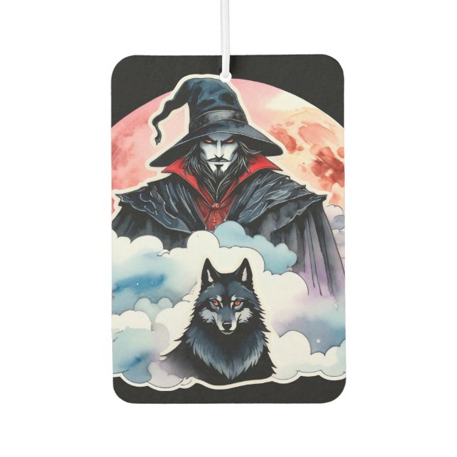 Wizard with a Wolf - Halloween Fan Fun 1 Car Air Freshener (Front)