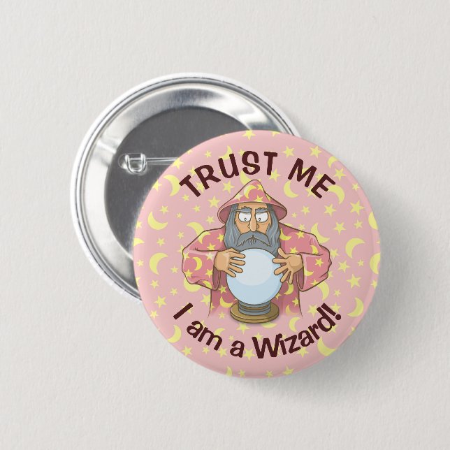 Wizard with Ball 6 Cm Round Badge (Front & Back)