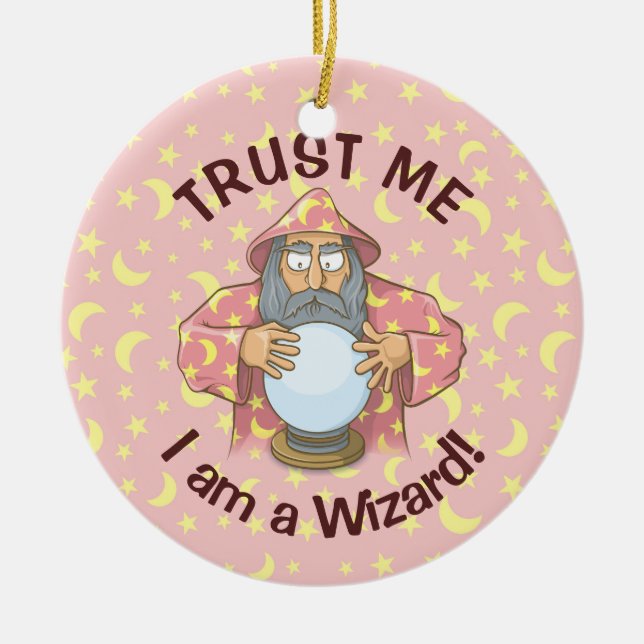 Wizard with Ball Ceramic Tree Decoration (Front)