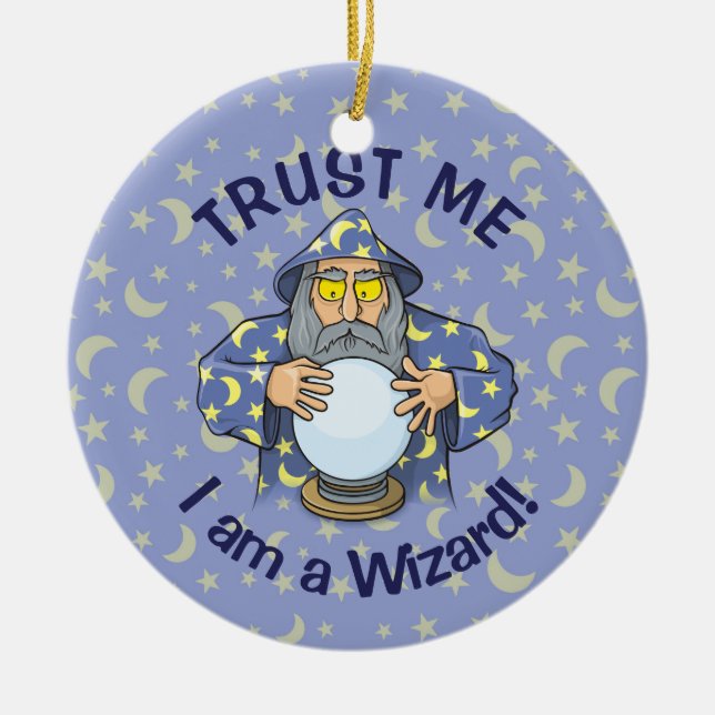 Wizard with Ball Ceramic Tree Decoration (Front)