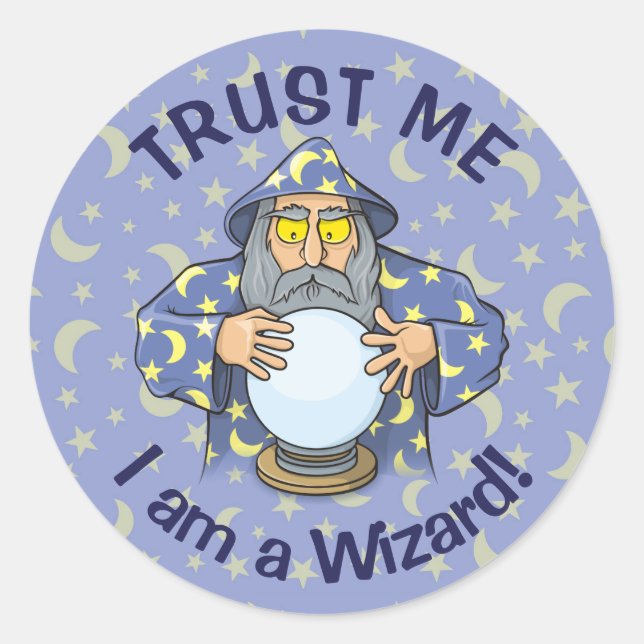 Wizard with Ball Classic Round Sticker (Front)