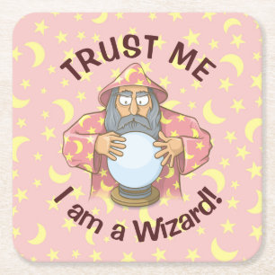 Wizard with Ball Square Paper Coaster