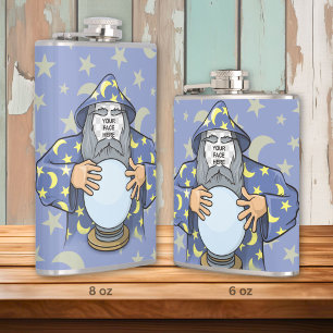 Wizard with your face hip flask