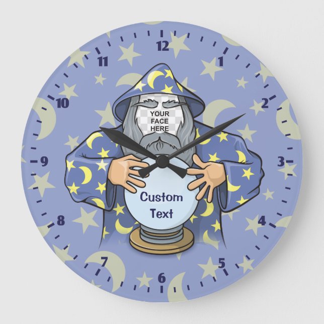 Wizard with your face large clock (Front)