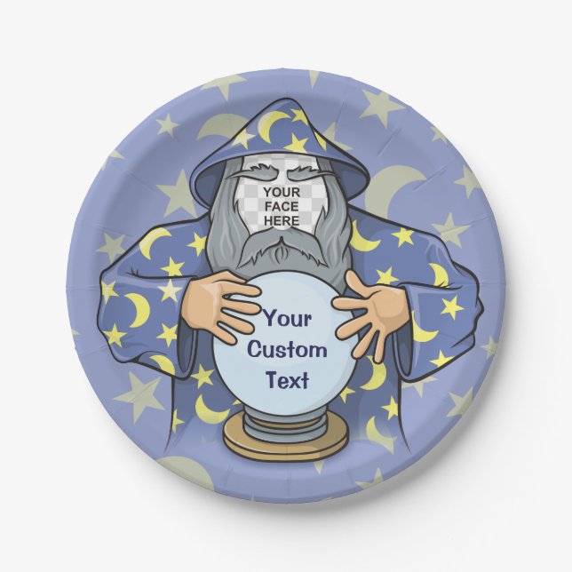 Wizard with your face paper plate (Front)