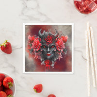 Wizardry | Dark Horned Demon with Glowing Red Eyes