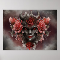 Wizardry | Dark Horned Demon with Glowing Red Eyes
