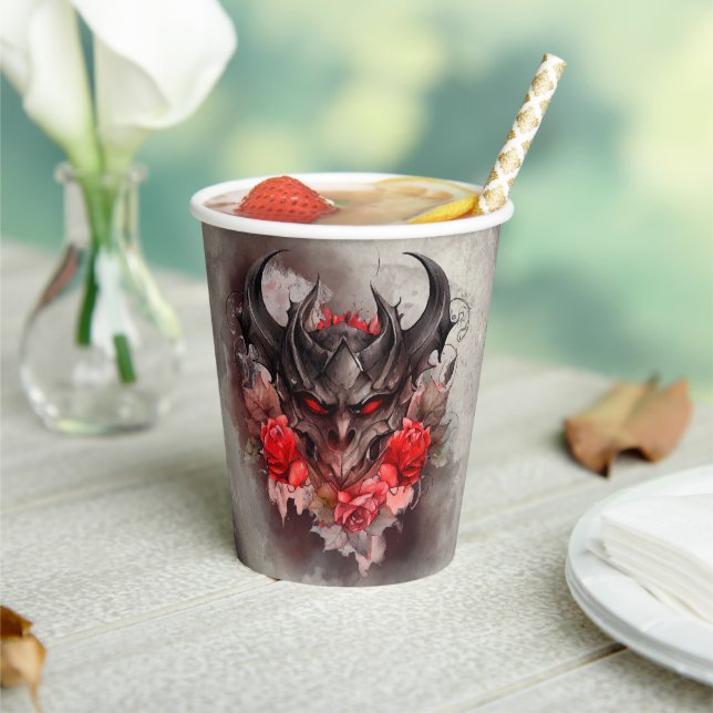 Wizardry | Red Eyed Smoky Demon Beast with Roses Paper Cups (Insitu)