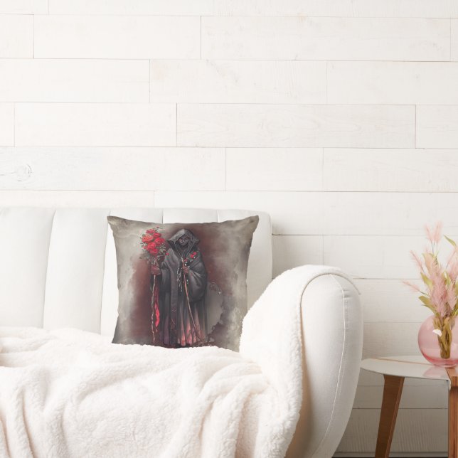 Wizardry | Shadowy Dark Witch Glowing Red Eyes Cushion (Couch)