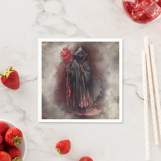 Wizardry | Shadowy Dark Witch Glowing Red Eyes Napkin (Insitu)