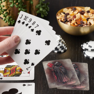 Wizardry   Shadowy Dark Witch Glowing Red Eyes Playing Cards