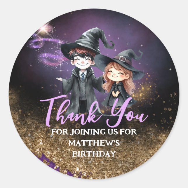 Wizards and Witches Favours Goody Bags Gifts Custo Classic Round Sticker (Front)