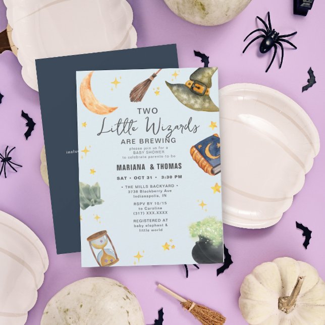 Wizards Brewing Twin Boys Halloween Baby Shower Invitation (Creator Uploaded)