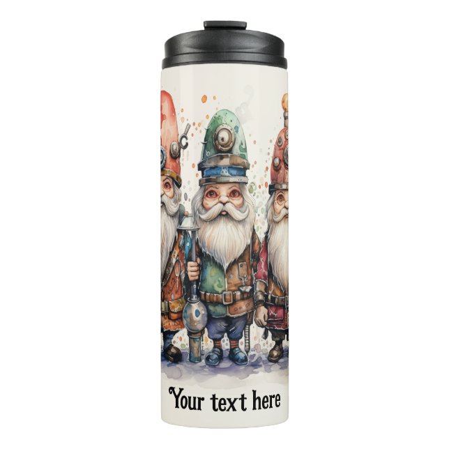 Wizards Gnomes Steampunk Thermal Tumbler (Front)