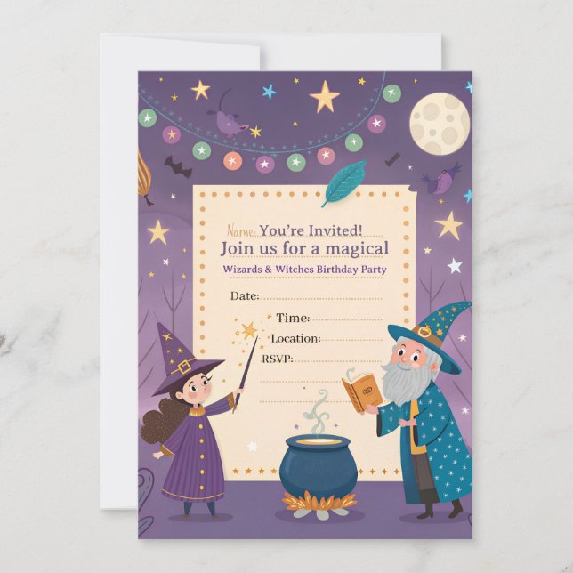 Wizards Witches Birthday  Invitation (Front)