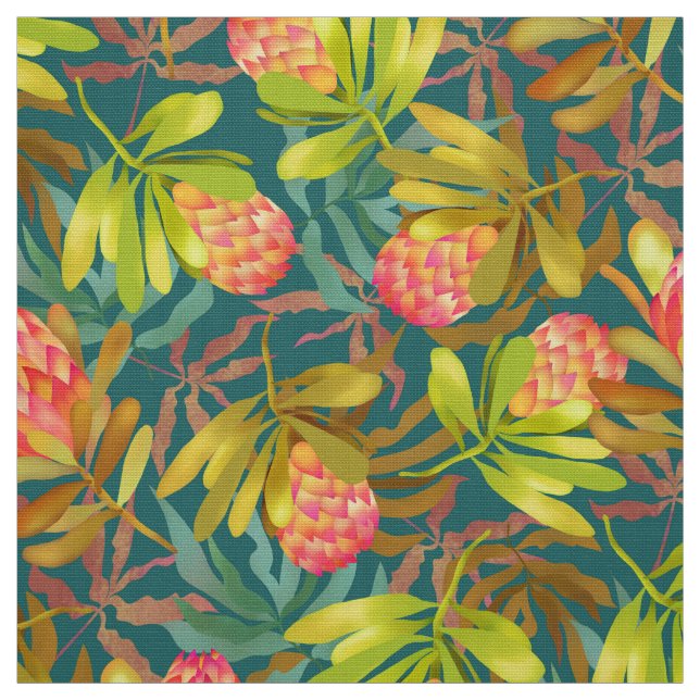 Wlid Flowers Protea Teal Fabric (Swatch)